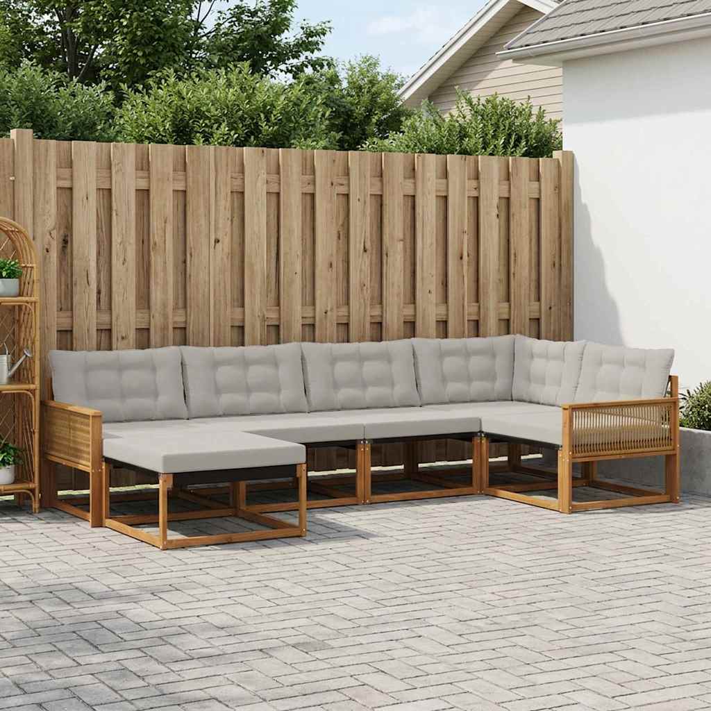 vidaXL Set de canapele de exterior 6 pcs Natural și gri deschis