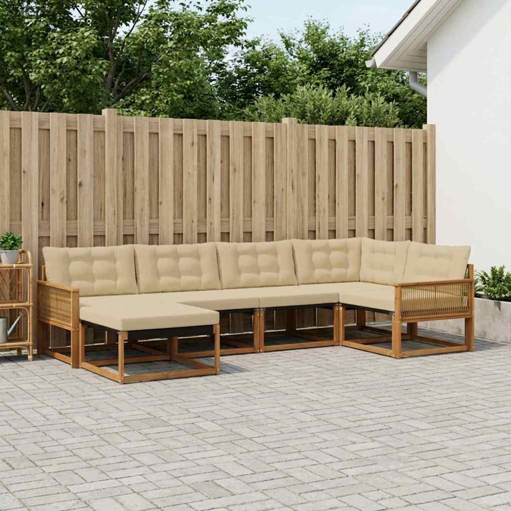 vidaXL Set de canapele de exterior cu pernă 6 pcs Natural și Bej