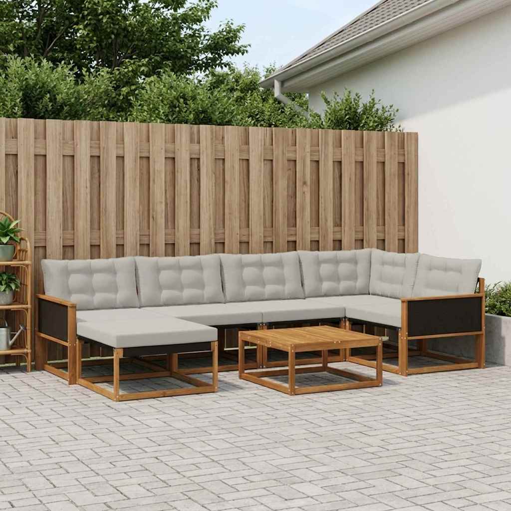 vidaXL Set de canapele de exterior 7 pcs Natural și gri deschis