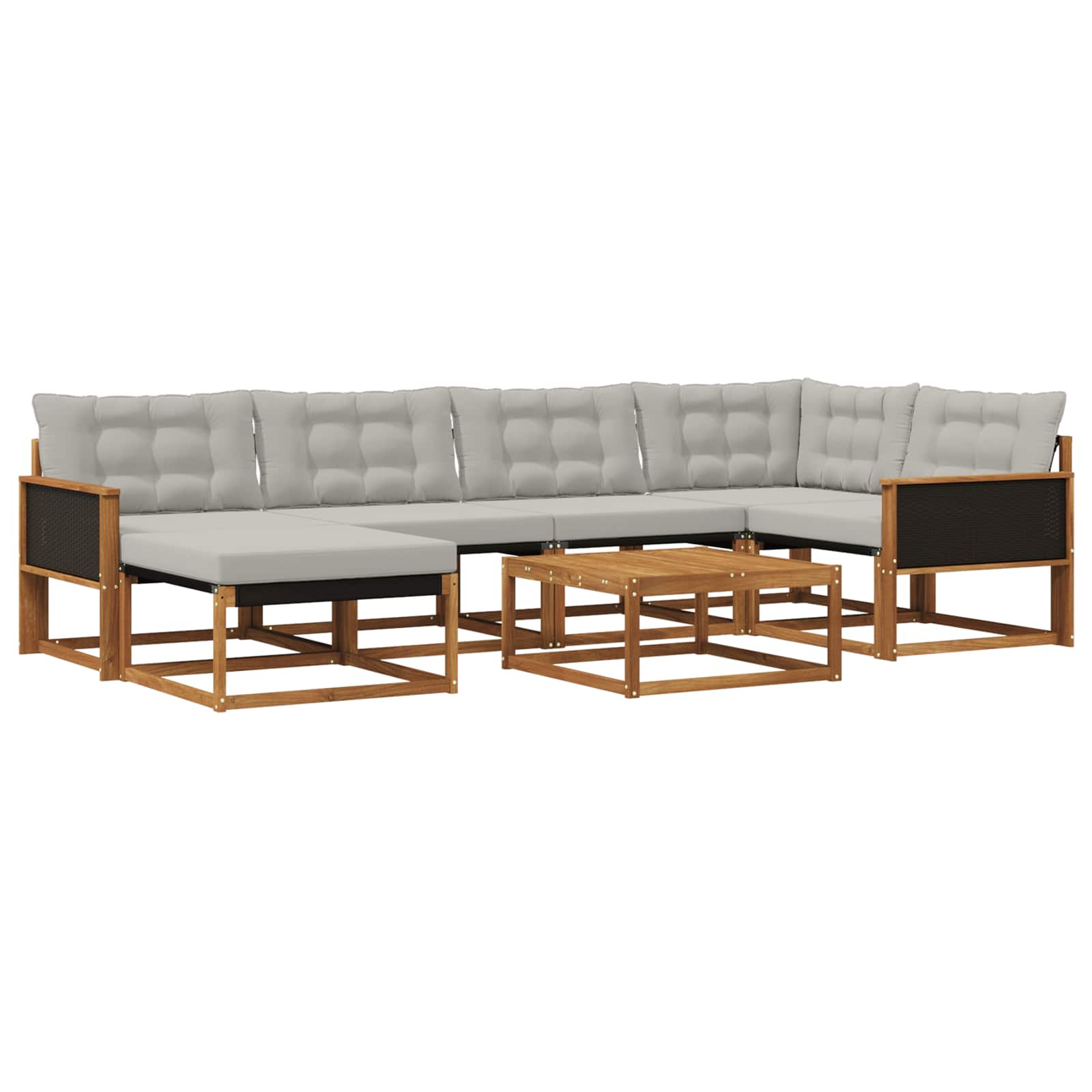 Buiten bankenset 7 pcs Naturel en lichtgrijs Massief Acaciahout image 1