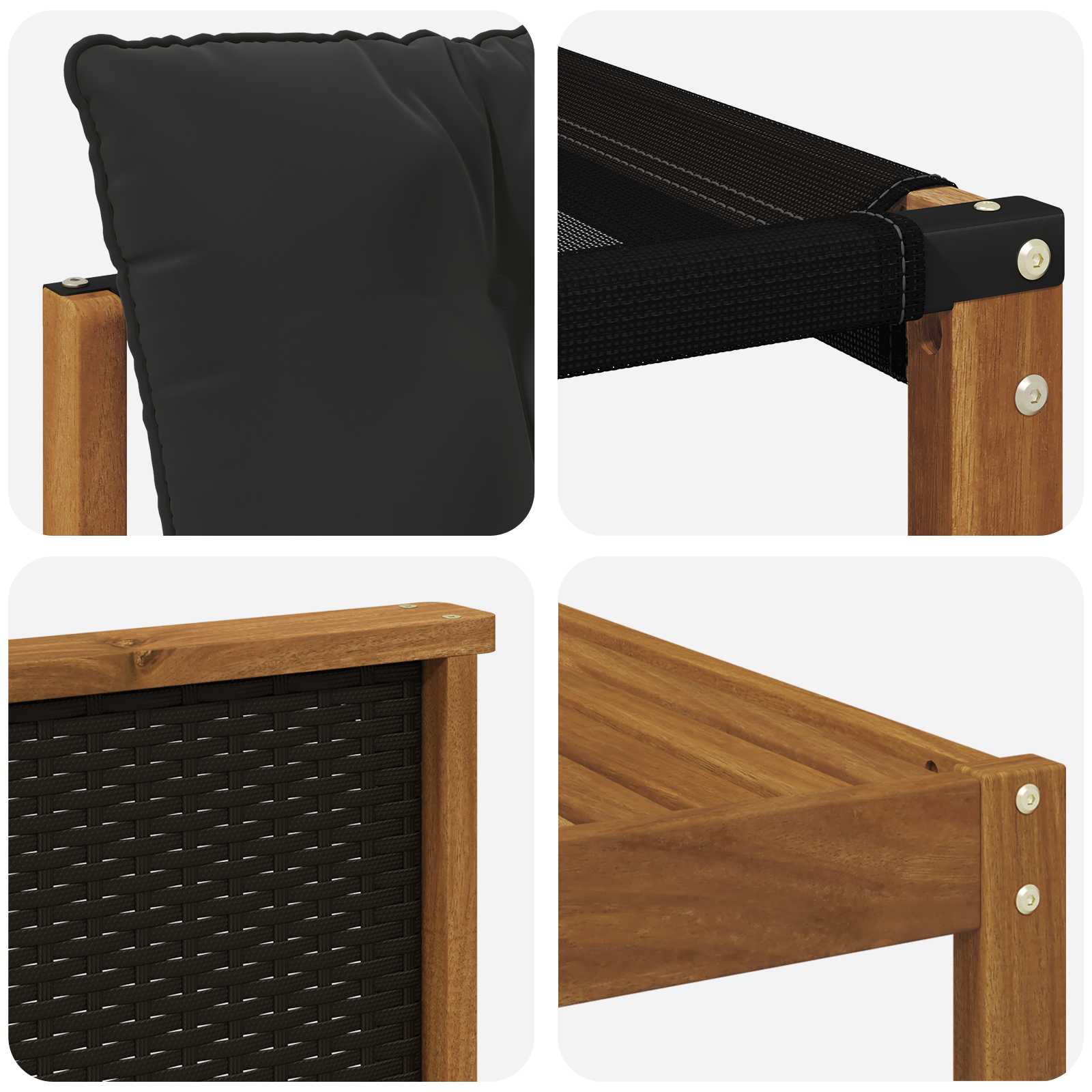 Buiten bankenset 7 pcs Naturel en Zwart Massief Acaciahout image 9