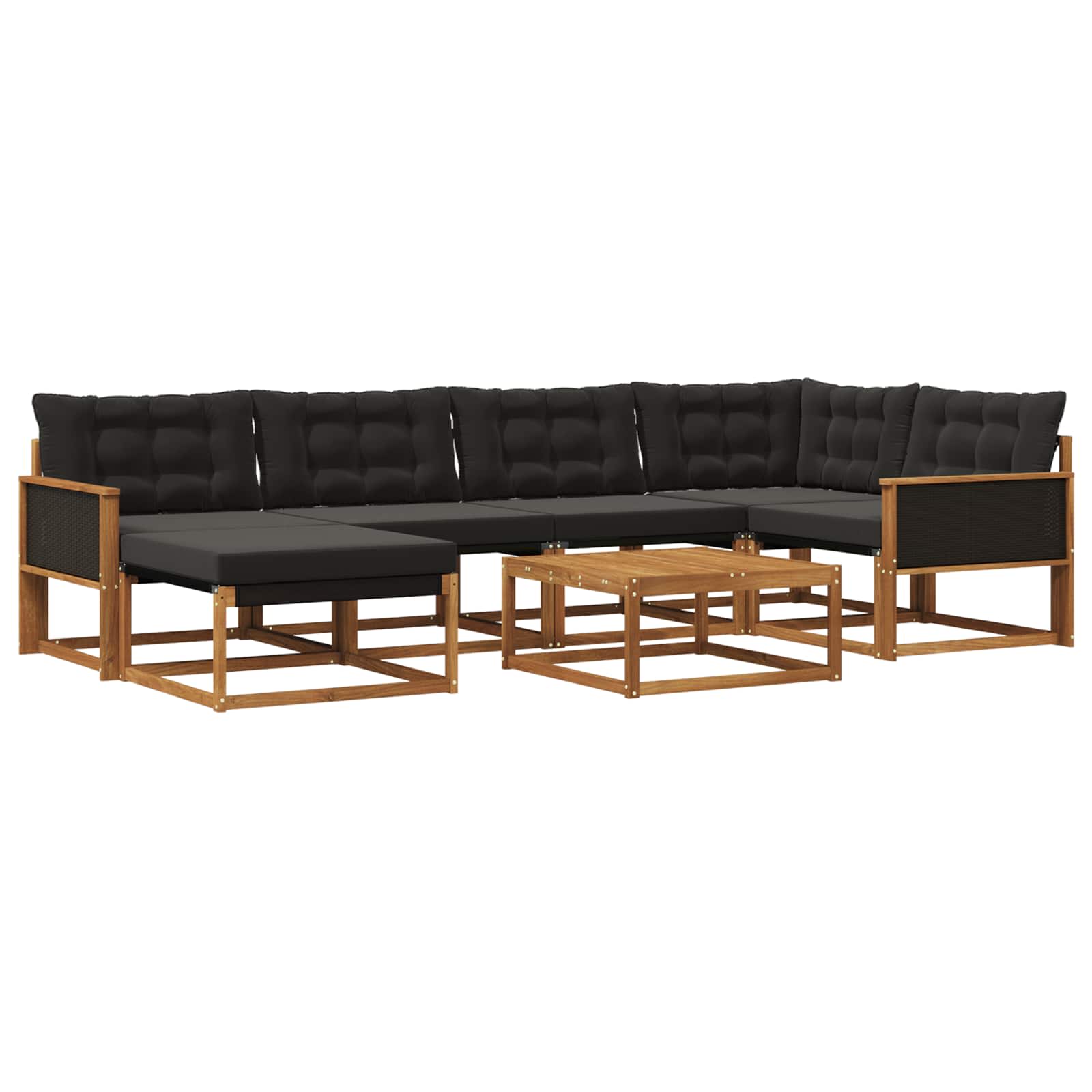 Buiten bankenset 7 pcs Naturel en Zwart Massief Acaciahout image 1