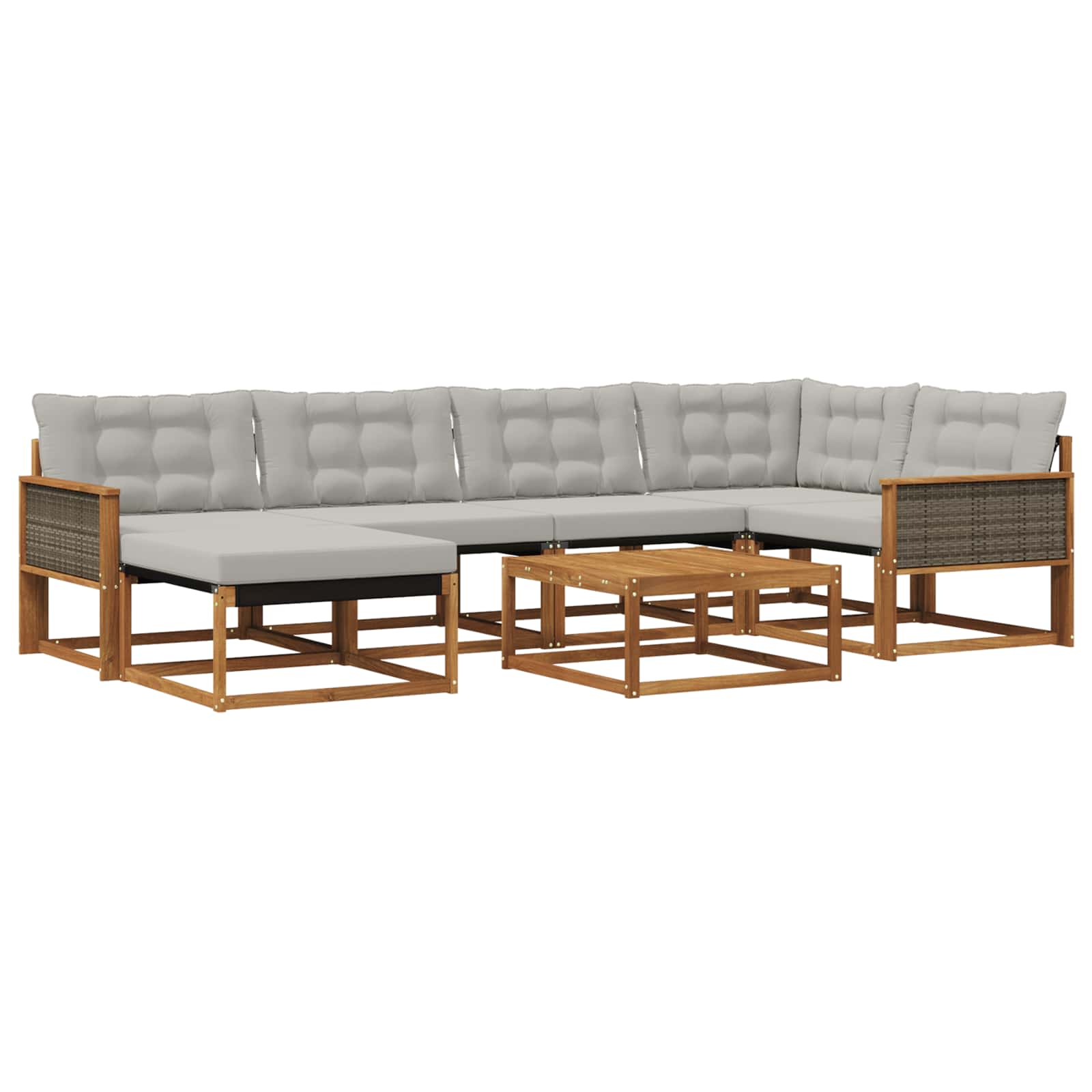 Buiten bankenset 7 pcs Naturel en lichtgrijs Massief Acaciahout image 1