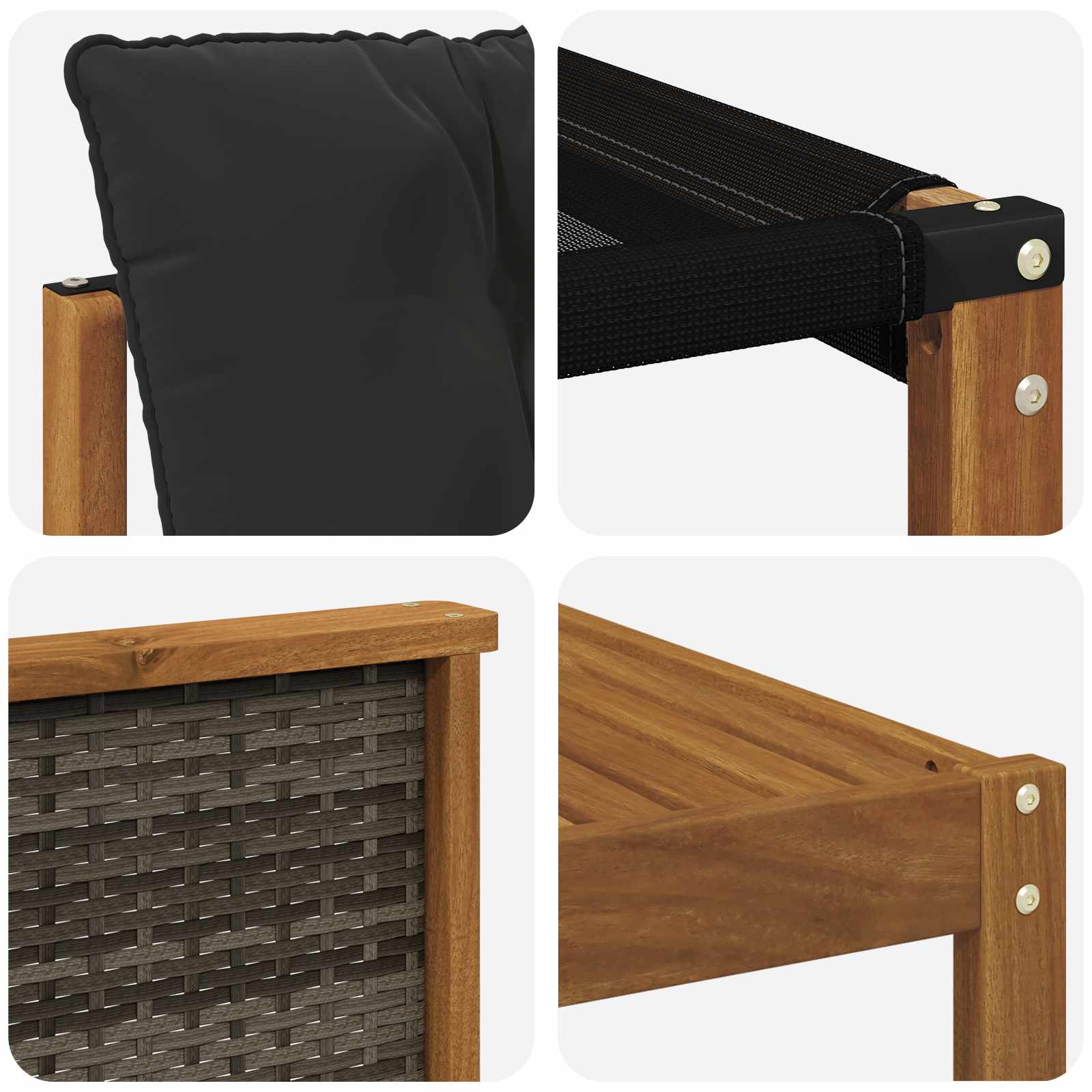 Buiten bankenset 7 pcs Naturel en Zwart Massief Acaciahout image 9
