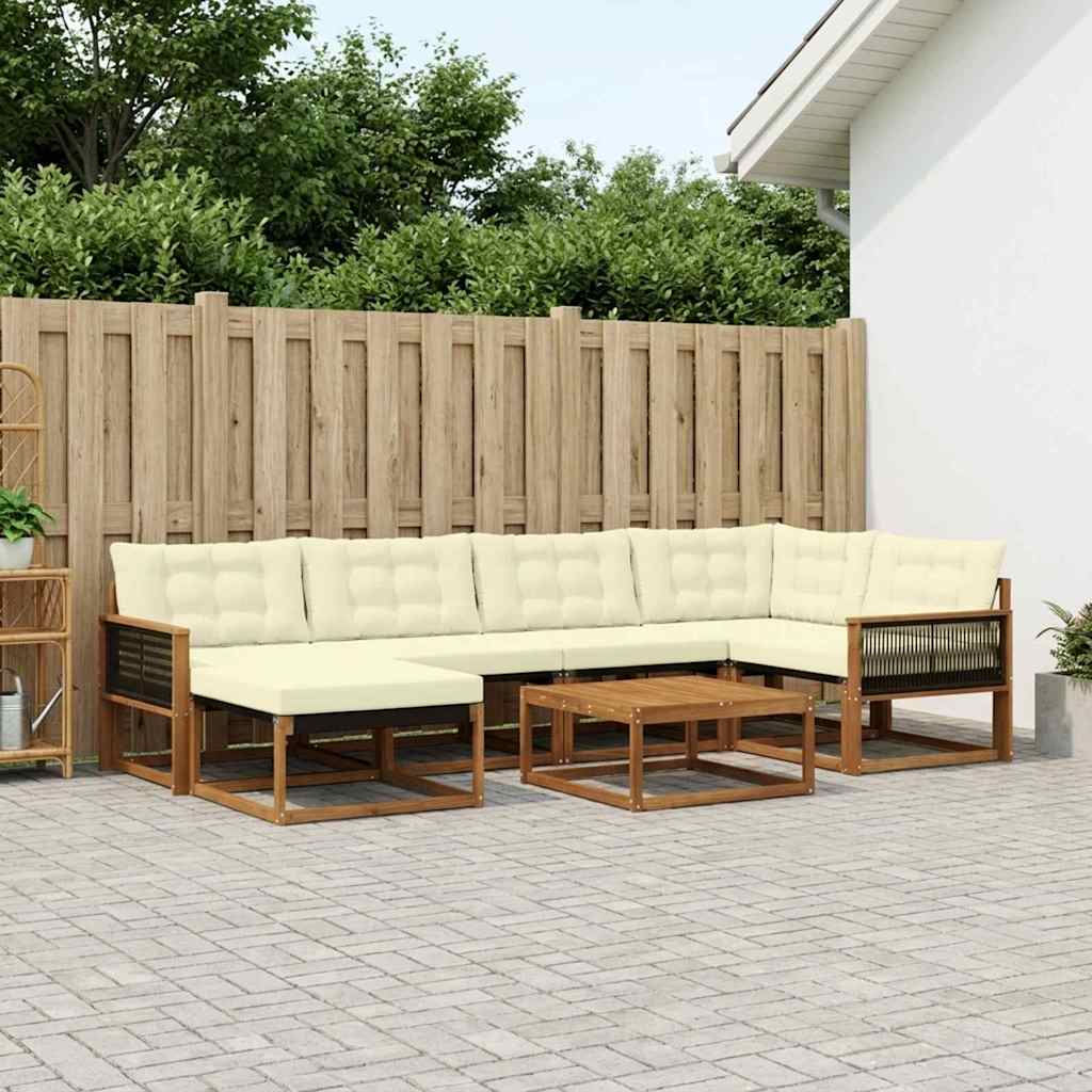 vidaXL Set de canapele de exterior cu pernă 7 pcs Natural și Crem