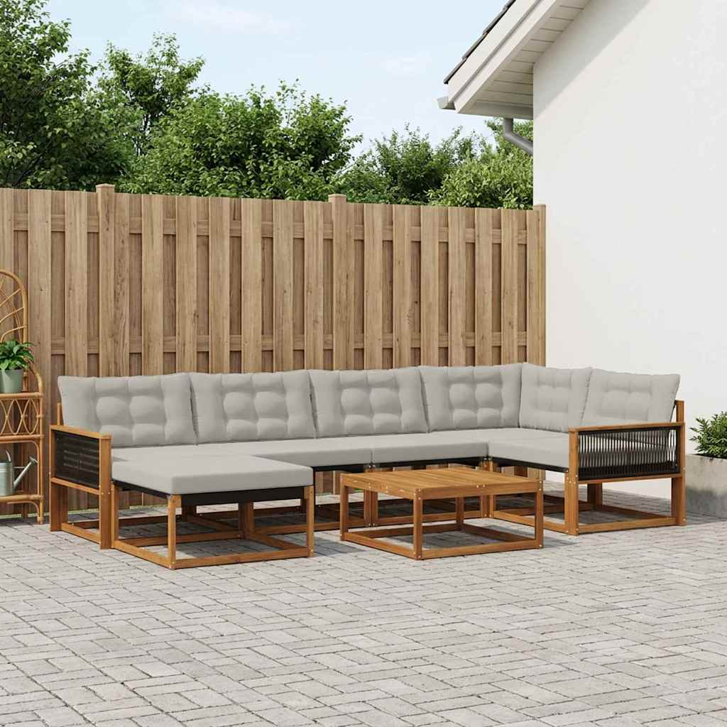 vidaXL Set de canapele de exterior 7 pcs Natural și gri deschis