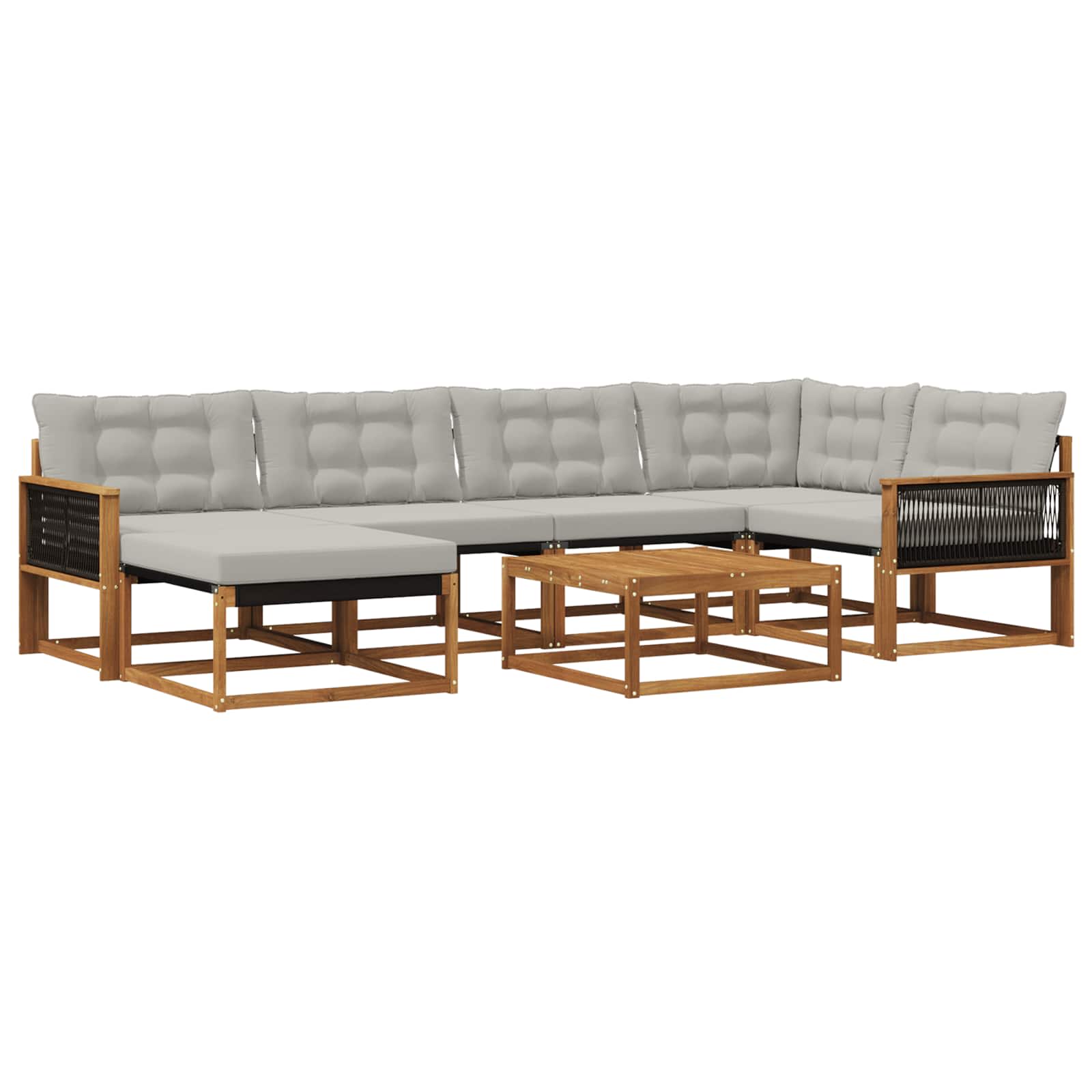 Buiten bankenset 7 pcs Naturel en lichtgrijs Massief Acaciahout image 1