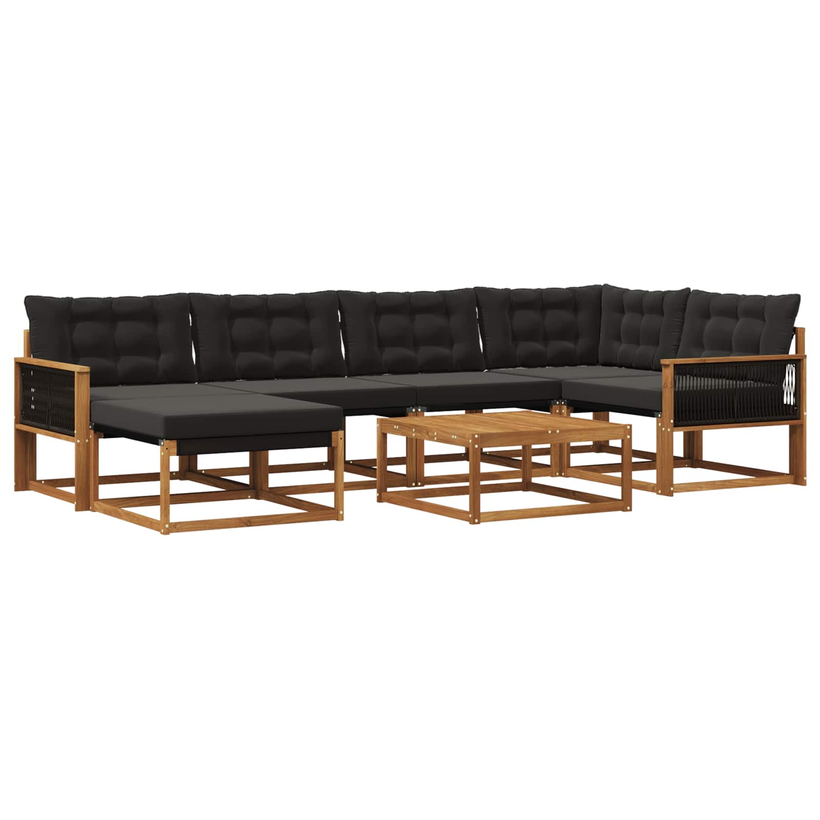 Buiten bankenset 7 pcs Naturel en Zwart Massief Acaciahout image 1