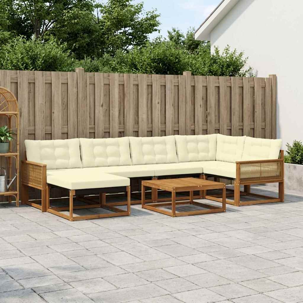 vidaXL Set de canapele de exterior cu pernă 7 pcs Natural și Crem