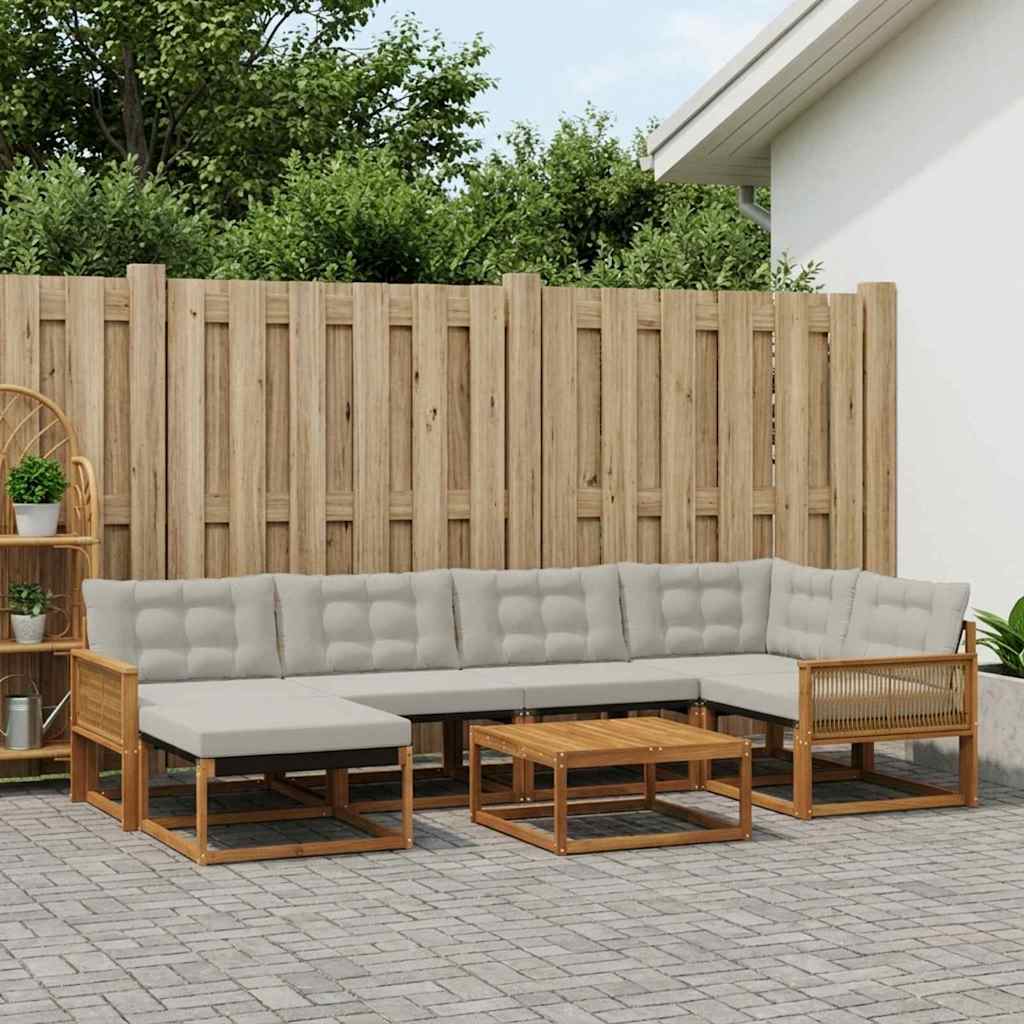 vidaXL Set de canapele de exterior 7 pcs Natural și gri deschis