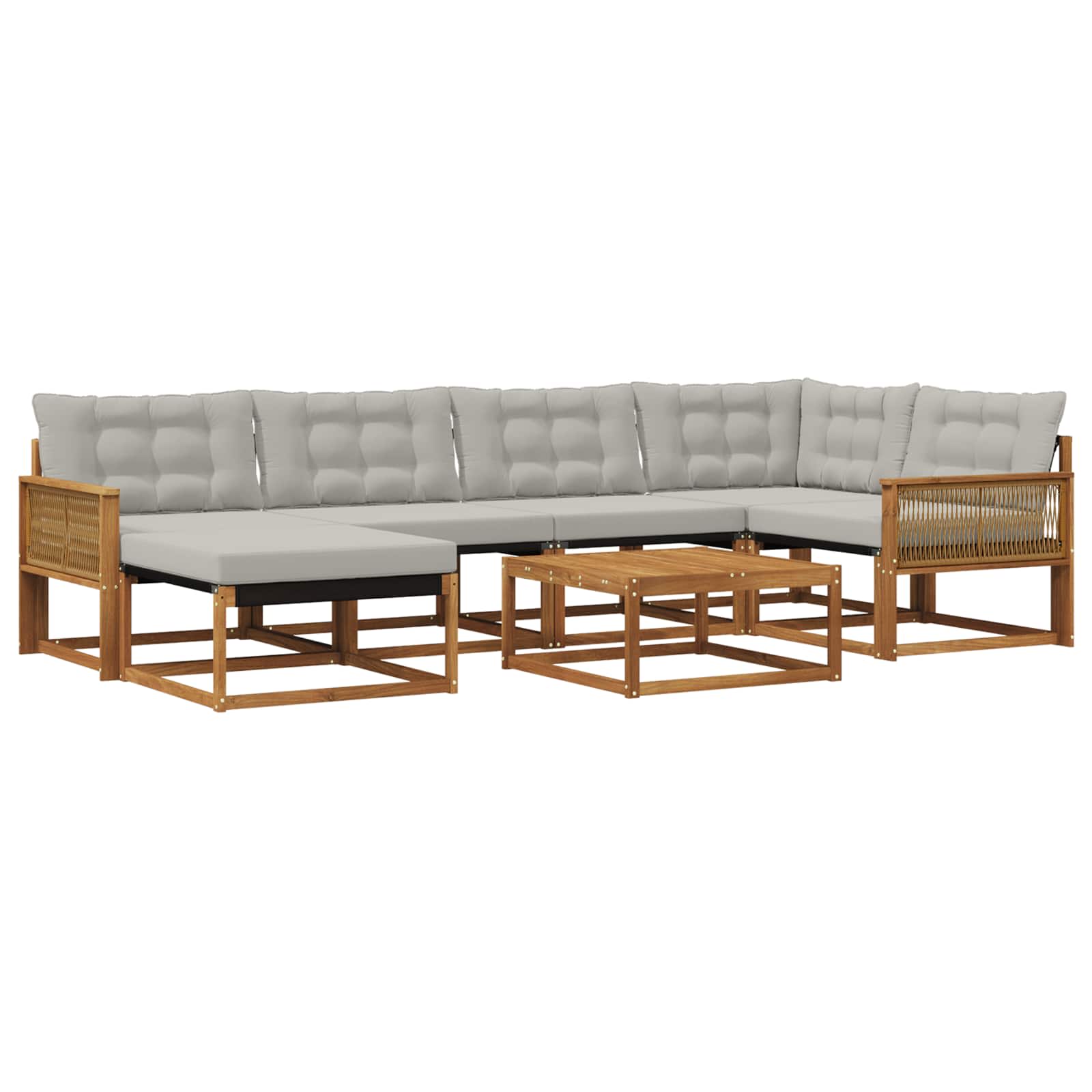 Buiten bankenset 7 pcs Naturel en lichtgrijs Massief Acaciahout image 1