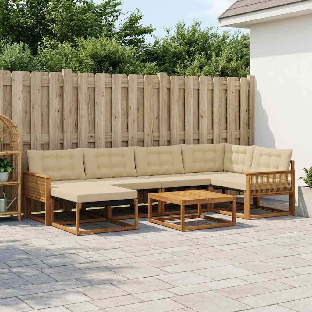 vidaXL Set de canapele de exterior cu pernă 7 pcs Natural și Bej