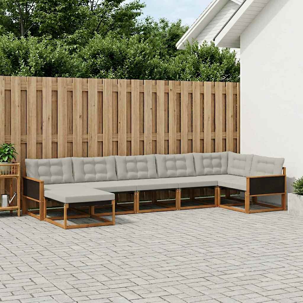 vidaXL Set de canapele de exterior 7 pcs Natural și gri deschis