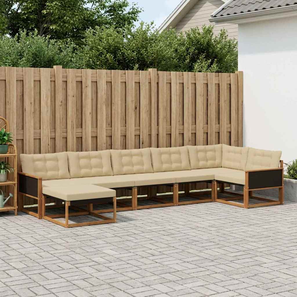 vidaXL Set de canapele de exterior cu pernă 7 pcs Natural și Bej
