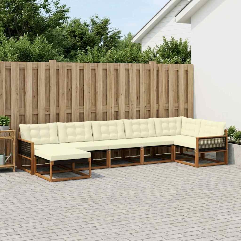 vidaXL Set de canapele de exterior cu pernă 7 pcs Natural și Crem