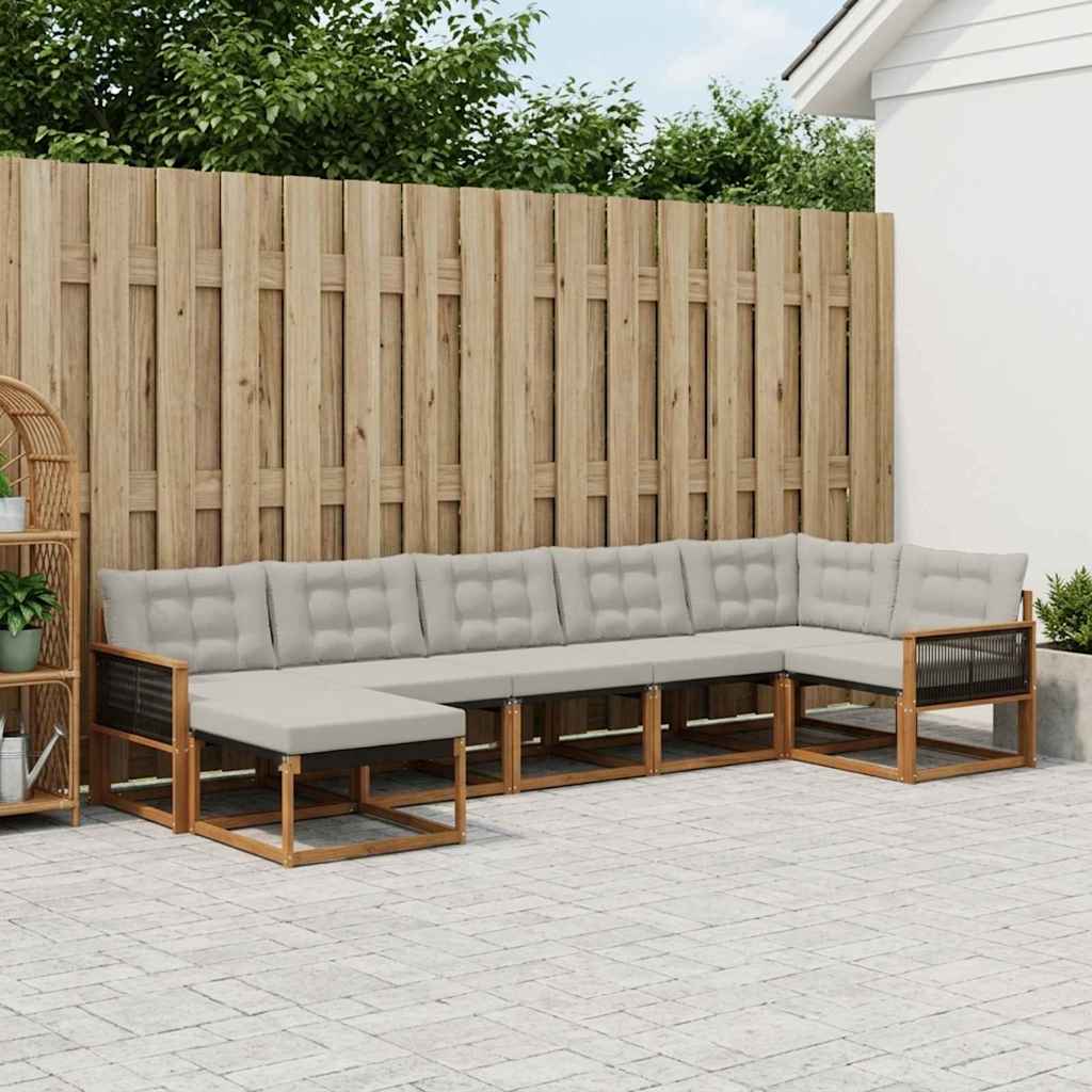 vidaXL Set de canapele de exterior 7 pcs Natural și gri deschis