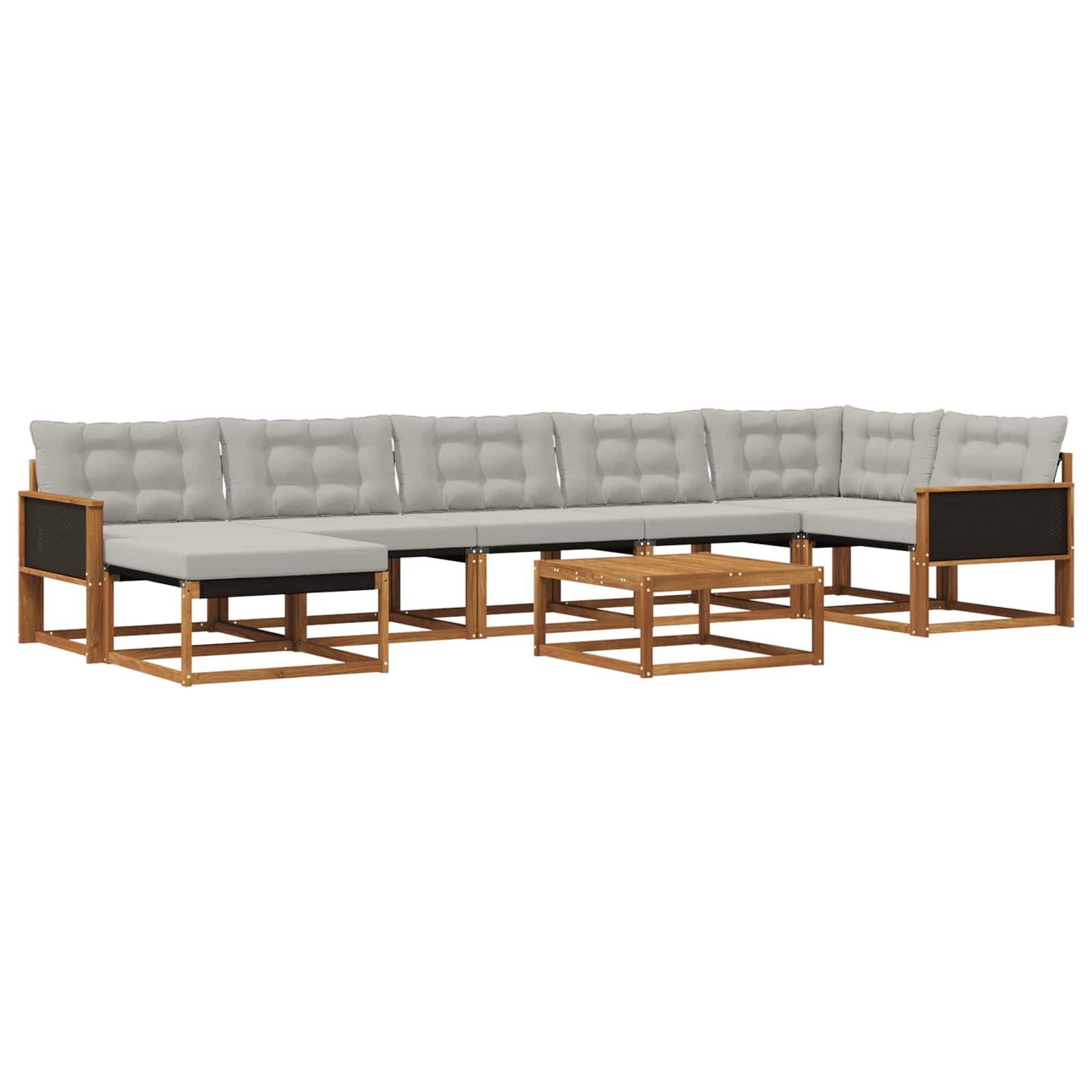 Buiten bankenset 8 pcs Naturel en lichtgrijs Massief Acaciahout image 1