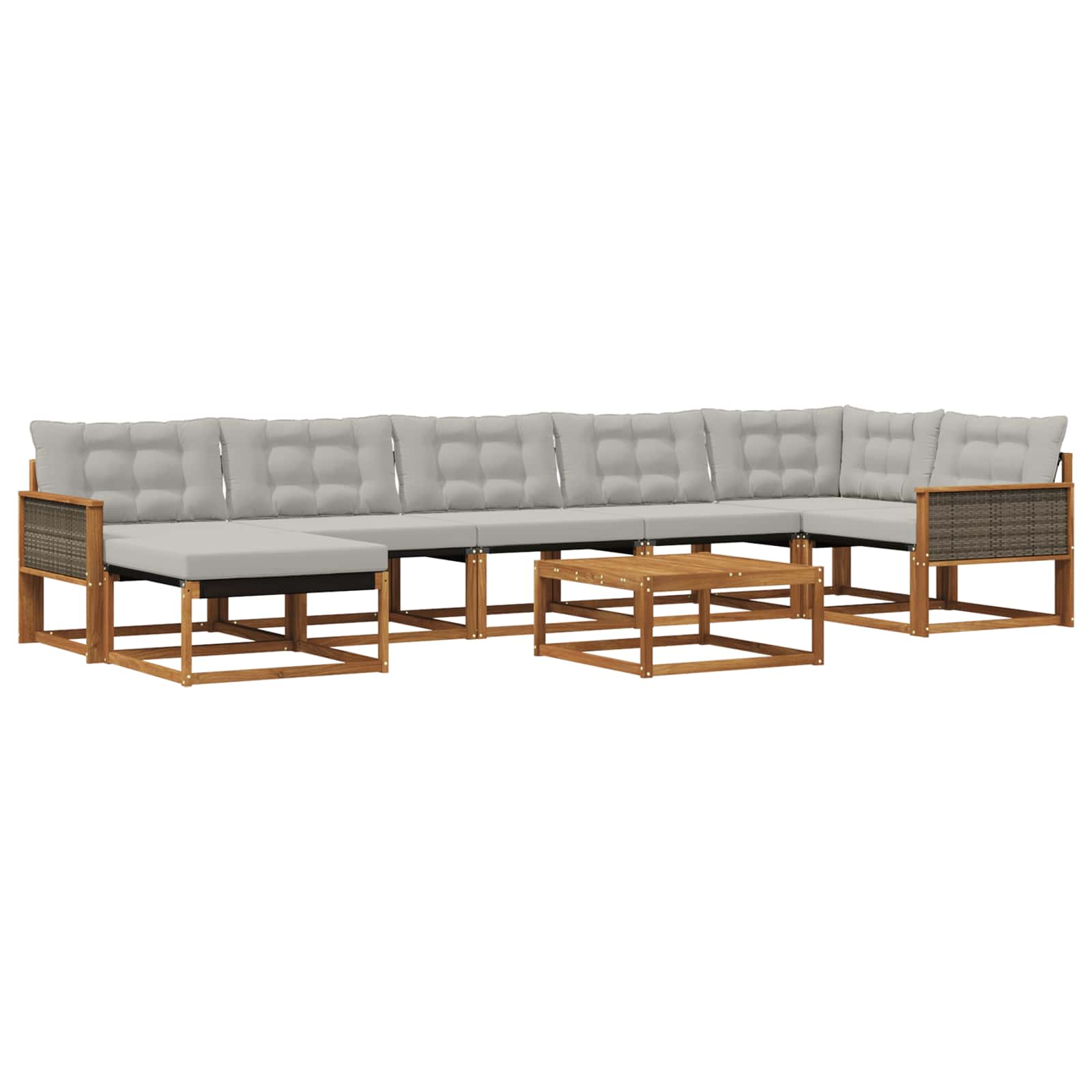 Buiten bankenset 8 pcs Naturel en lichtgrijs Massief Acaciahout image 1