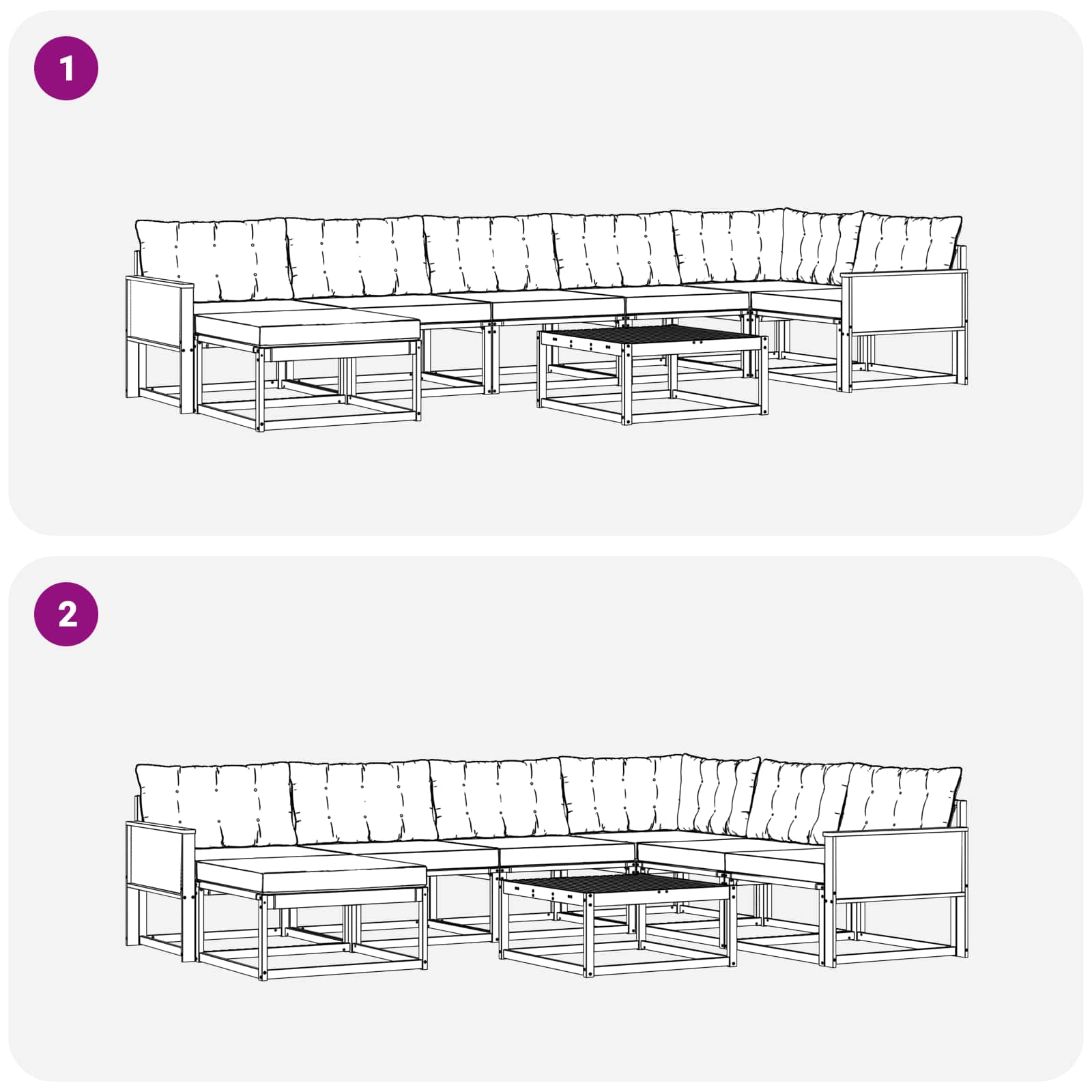 Buiten bankenset 8 pcs Naturel en Zwart Massief Acaciahout image 10