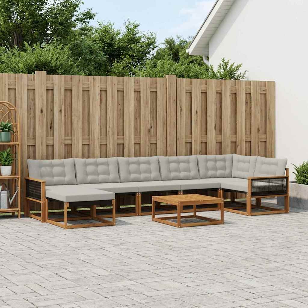 vidaXL Set de canapele de exterior 8 pcs Natural și gri deschis