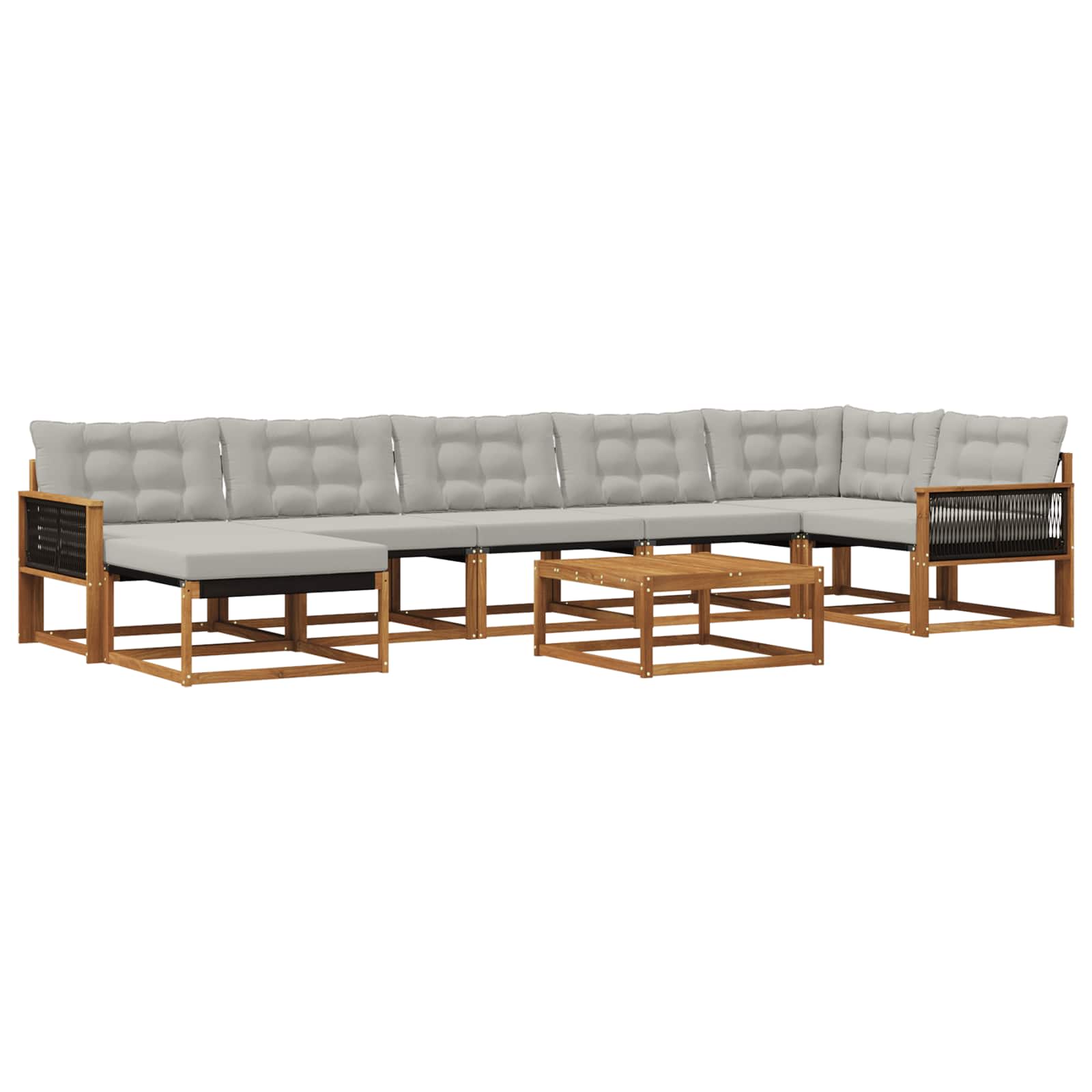 Buiten bankenset 8 pcs Naturel en lichtgrijs Massief Acaciahout image 1