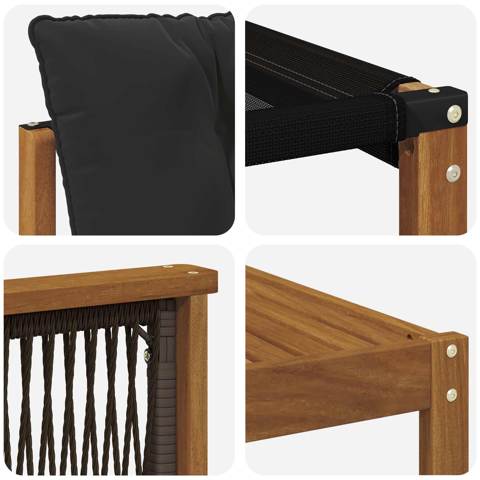 Buiten bankenset 8 pcs Naturel en Zwart Massief Acaciahout image 9