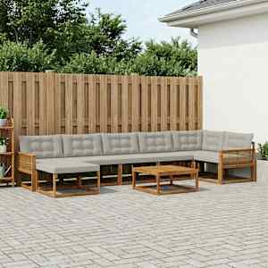 Zunanja garnitura za sedenje 8 pcs Naravna in svetlo siva