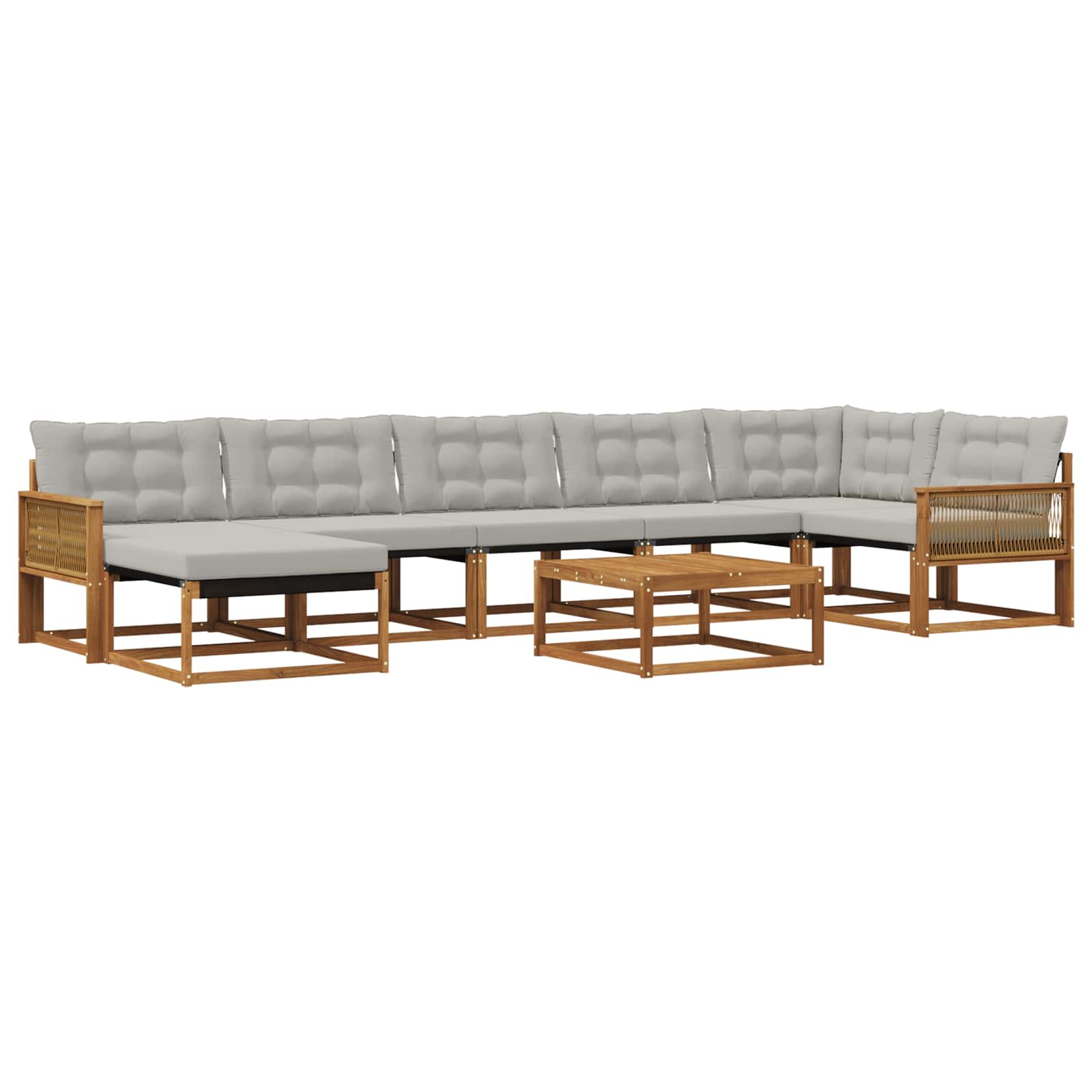 Buiten bankenset 8 pcs Naturel en lichtgrijs Massief Acaciahout image 1