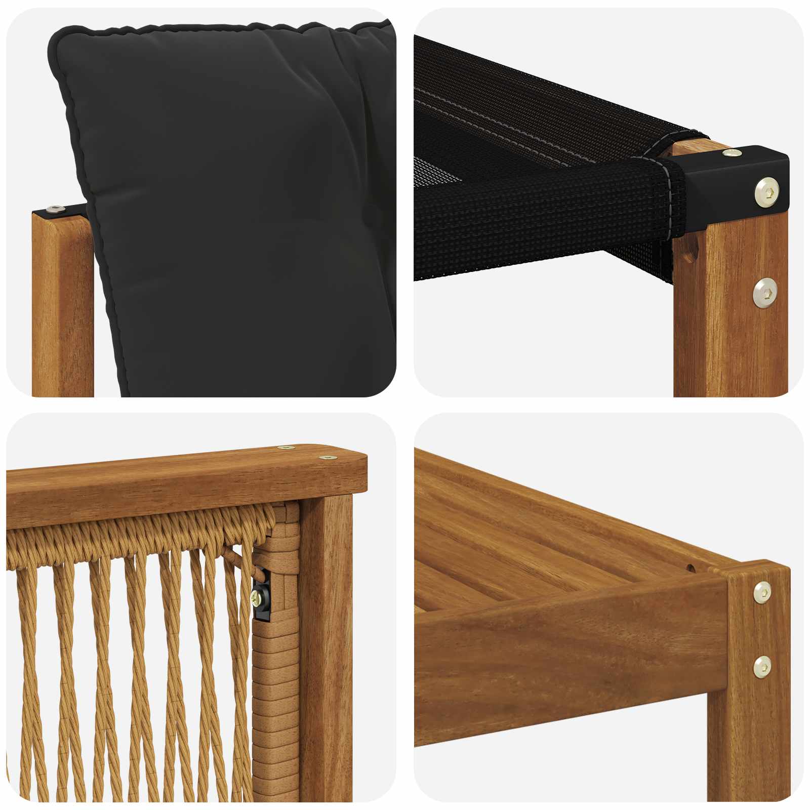 Buiten bankenset 8 pcs Naturel en Zwart Massief Acaciahout image 9