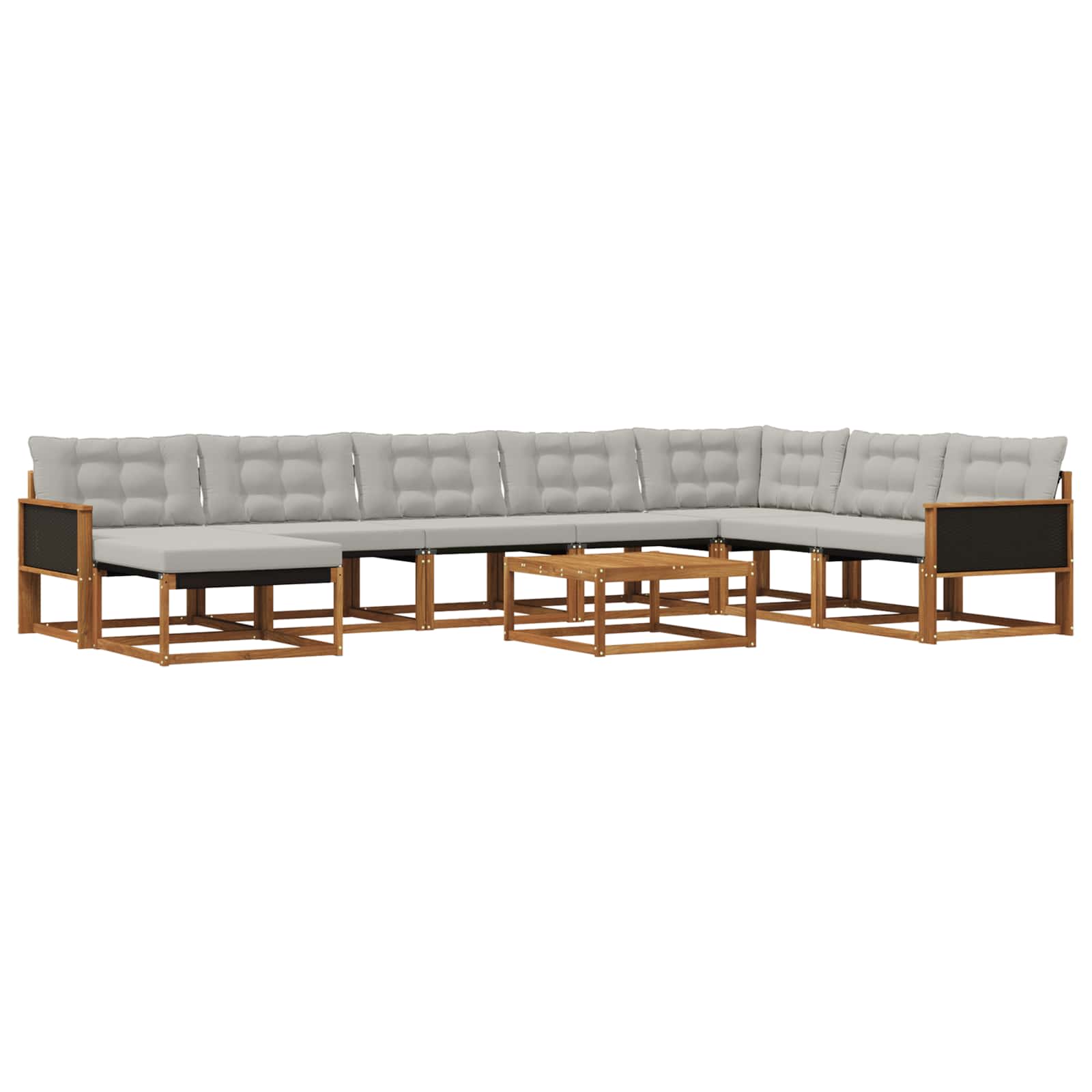 Buiten bankenset 9 pcs Naturel en lichtgrijs Massief Acaciahout image 1