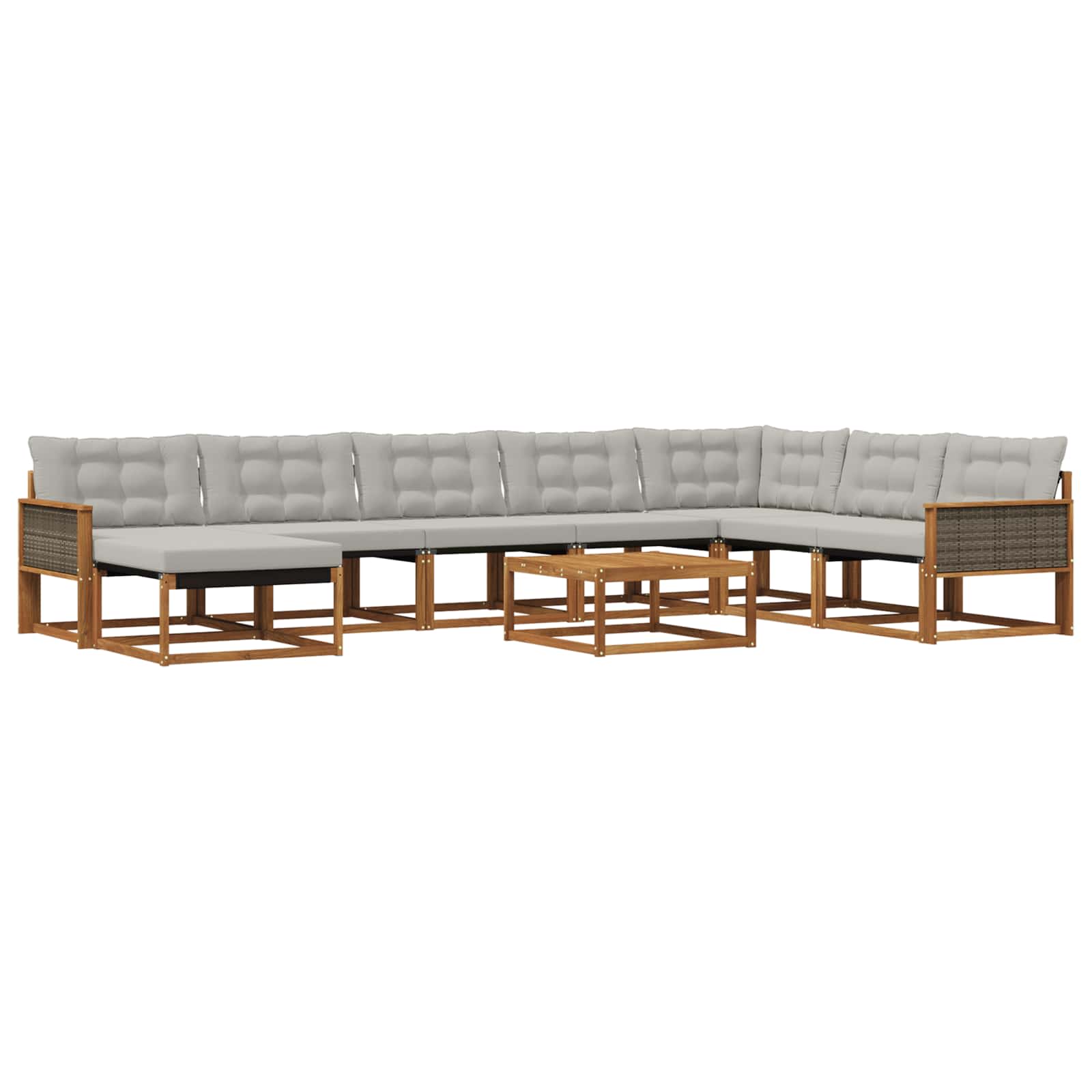 Buiten bankenset 9 pcs Naturel en lichtgrijs Massief Acaciahout image 1