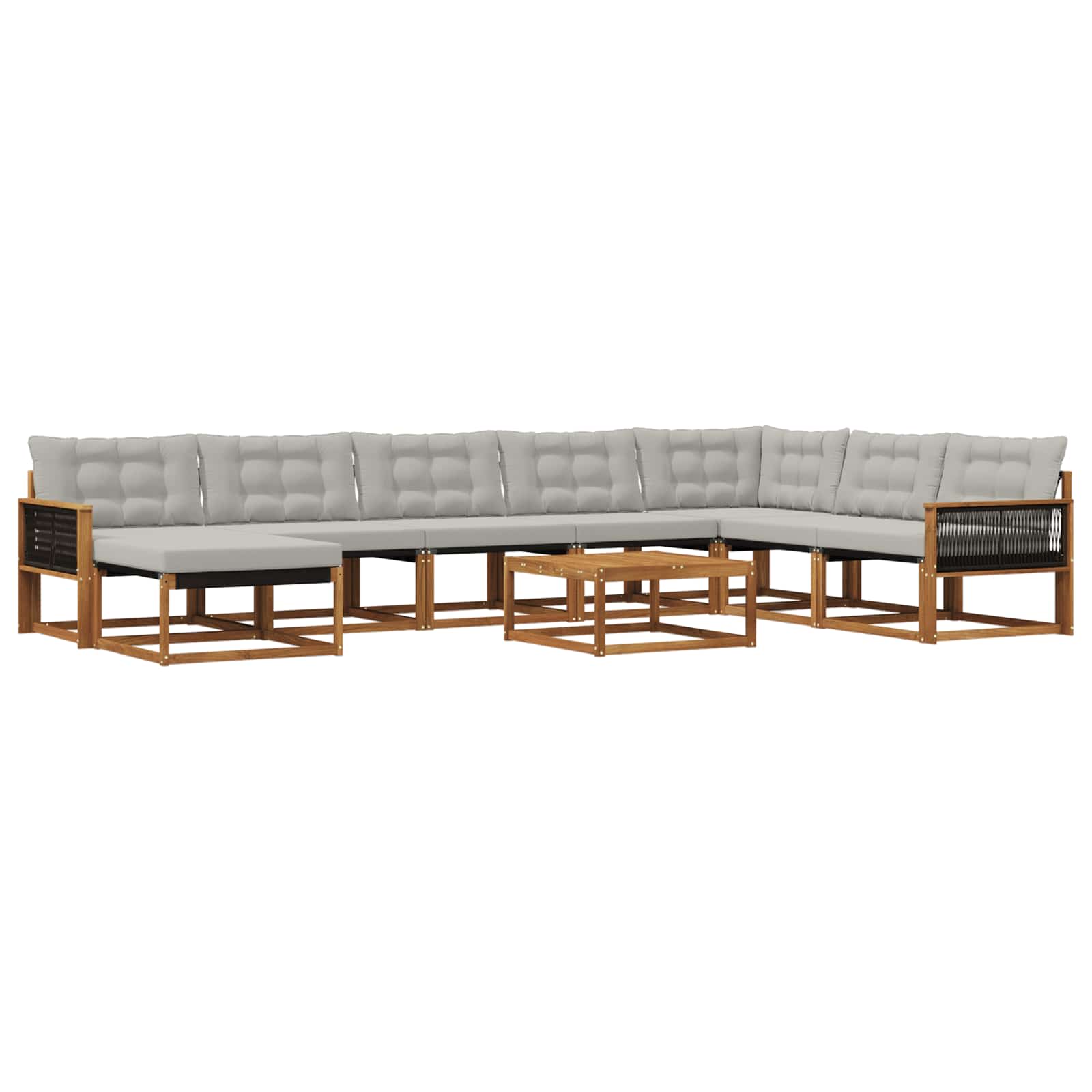 Buiten bankenset 9 pcs Naturel en lichtgrijs Massief Acaciahout image 1