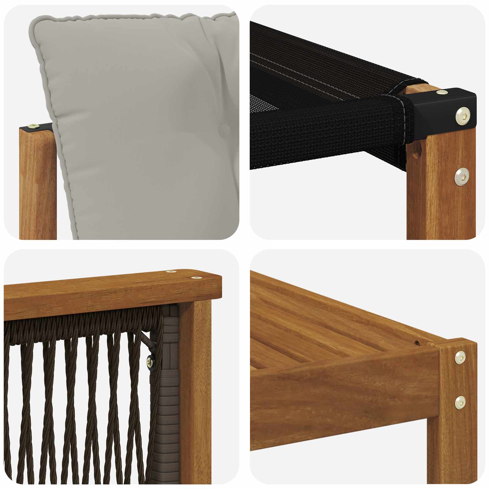 Buiten bankenset 9 pcs Naturel en Zwart Massief Acaciahout image 9