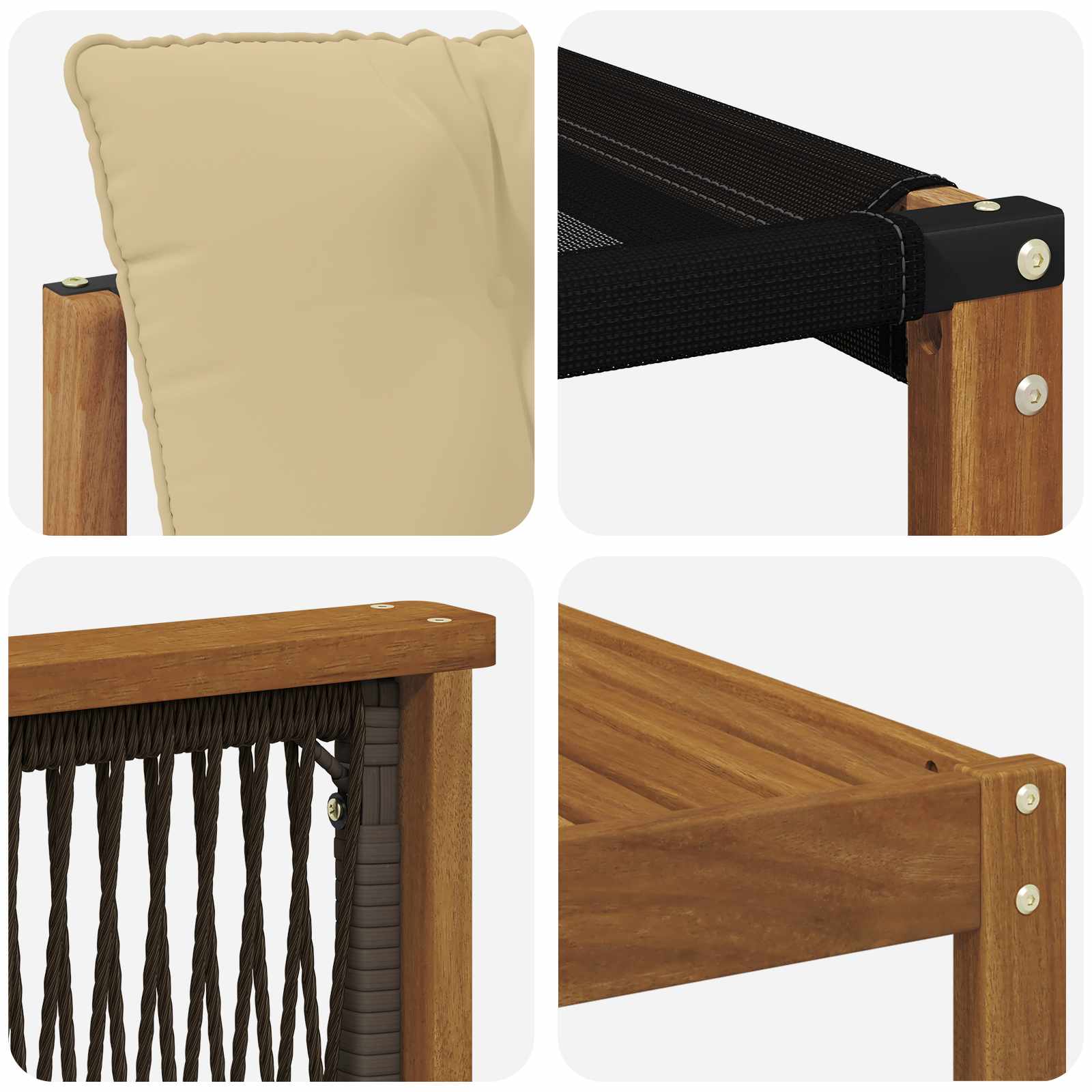 Buiten bankenset 9 pcs Natuurlijk en Crème Massief Acaciahout image 9