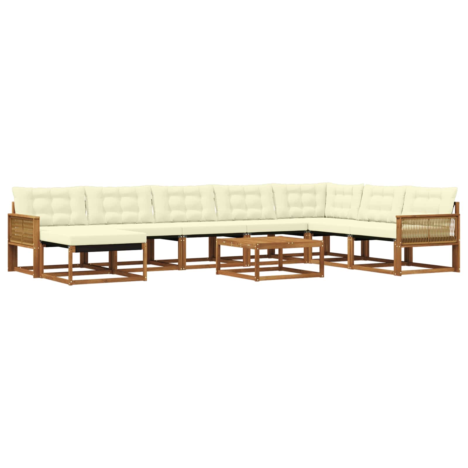 Buiten bankenset 9 pcs Natuurlijk en Crème Massief Acaciahout image 1