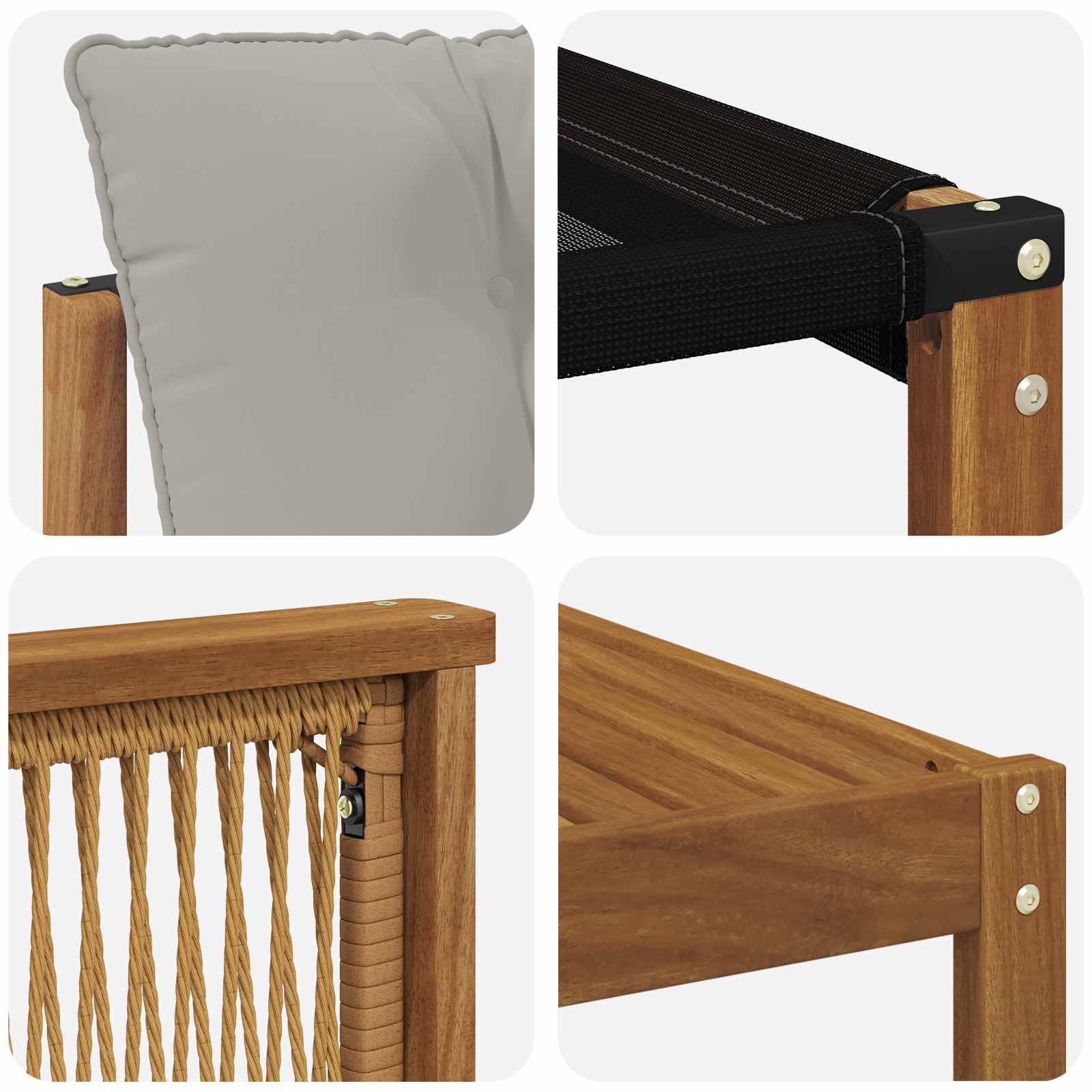 Buiten bankenset 9 pcs Naturel en Zwart Massief Acaciahout image 9