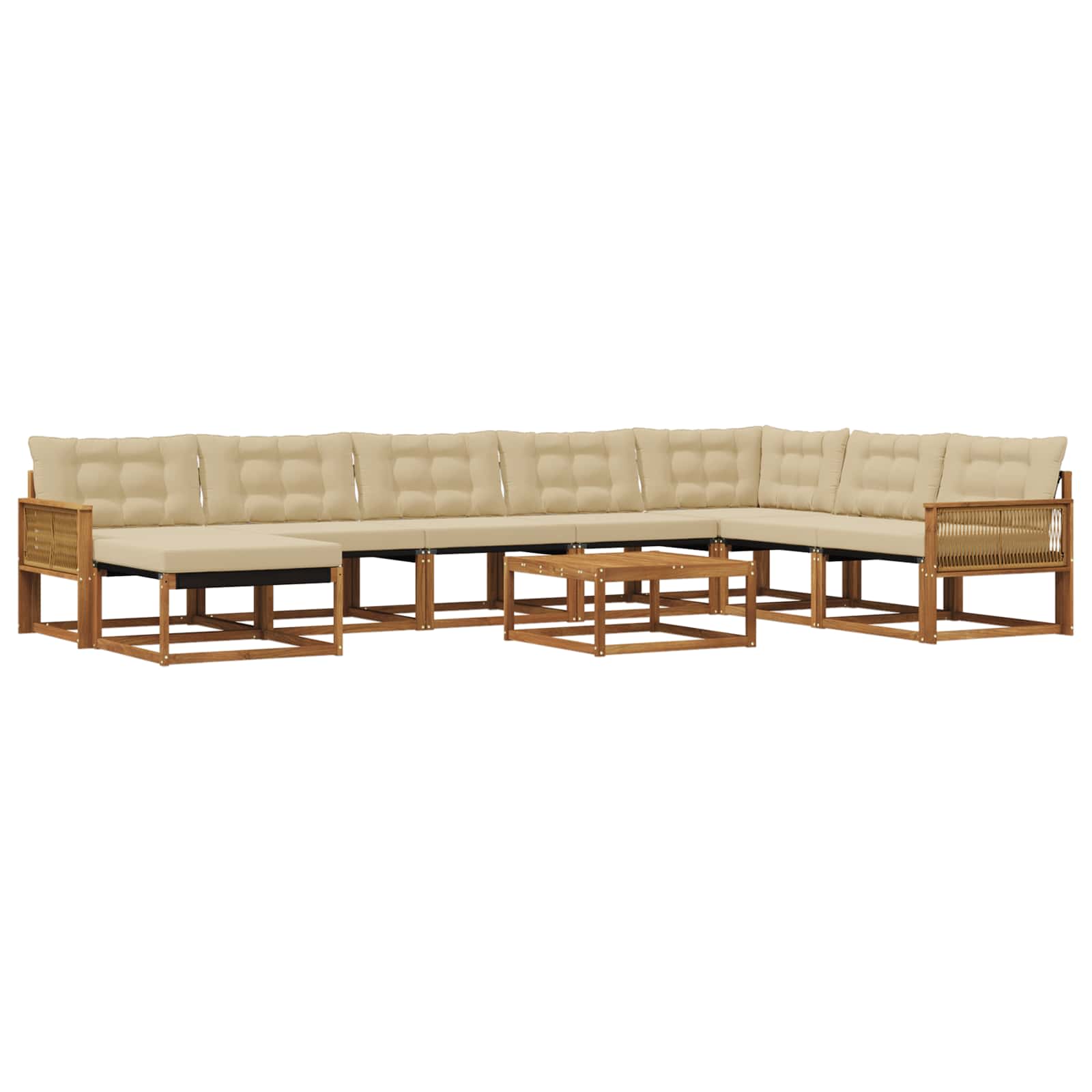 Buiten bankenset 9 pcs Natuurlijk en Beige Massief Acaciahout image 1