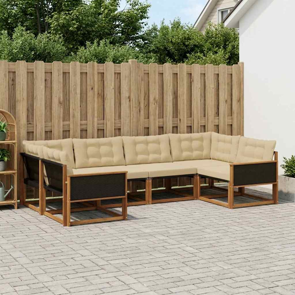 vidaXL Set de canapele de exterior cu pernă 6 pcs Natural și Bej