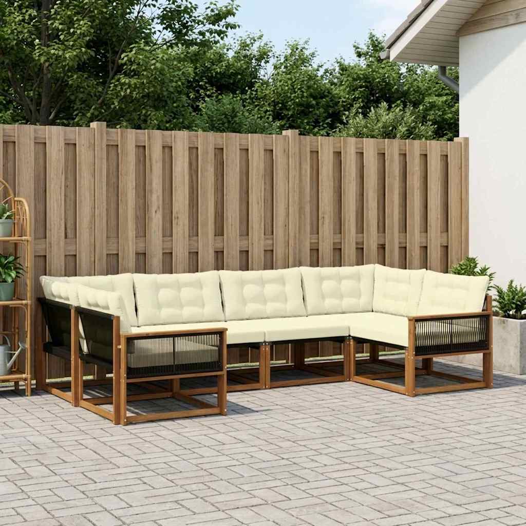 vidaXL Set de canapele de exterior cu pernă 6 pcs Natural și Crem