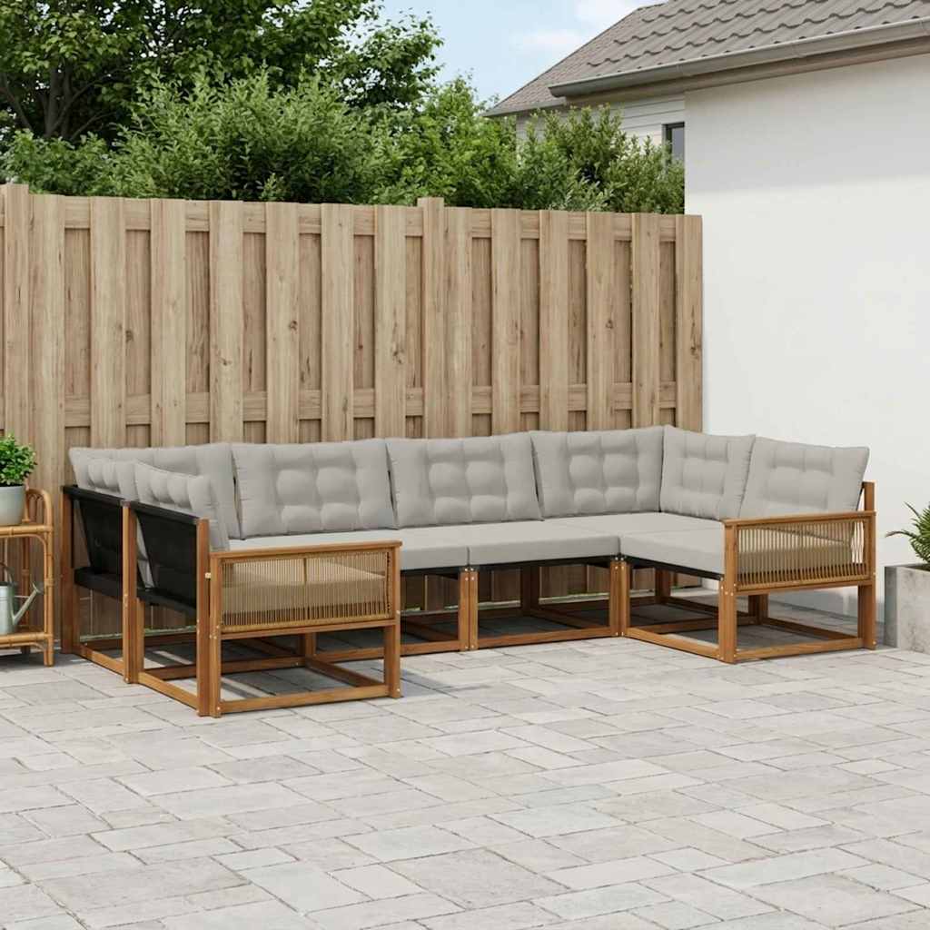 vidaXL Set de canapele de exterior 6 pcs Natural și gri deschis