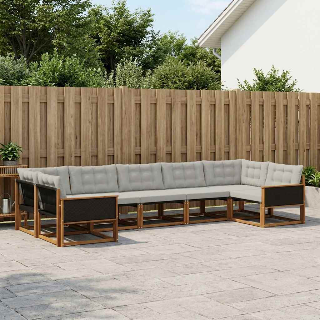 vidaXL Set de canapele de exterior 7 pcs Natural și gri deschis