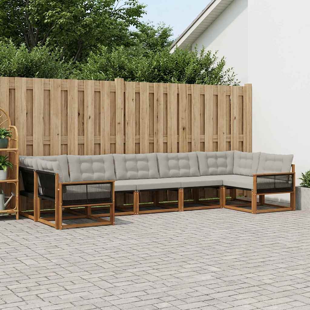vidaXL Set de canapele de exterior 7 pcs Natural și gri deschis