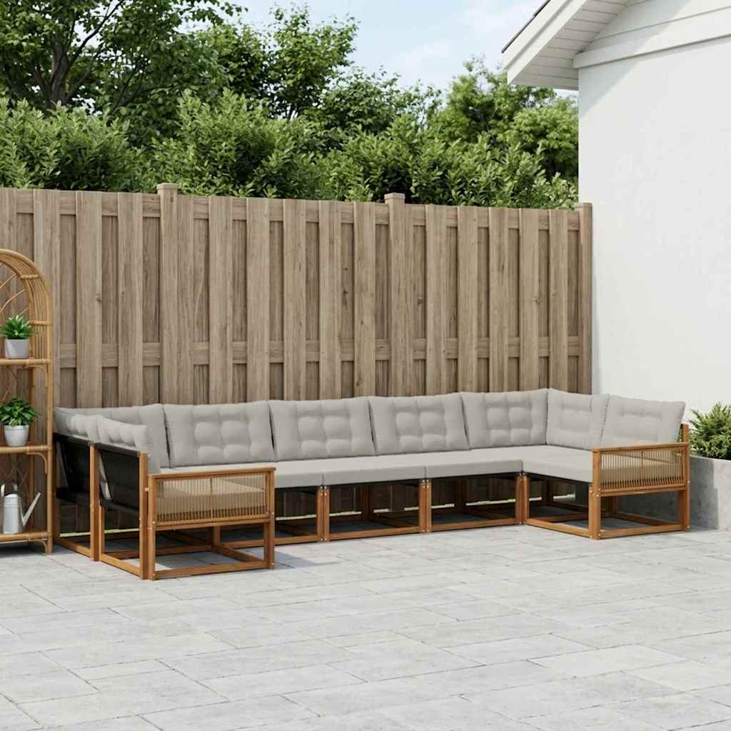 vidaXL Set de canapele de exterior 7 pcs Natural și gri deschis
