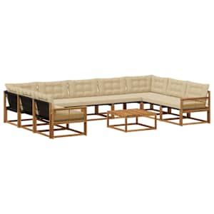 Zunanja garnitura za sedenje z blazino 10 pcs Naravna in bež