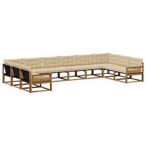 Zunanja garnitura za sedenje z blazino 10 pcs Naravna in bež