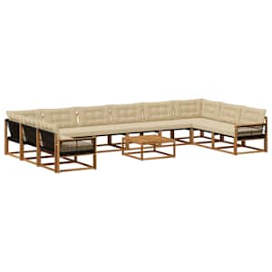 Zunanja garnitura za sedenje z blazino 11 pcs Naravna in bež