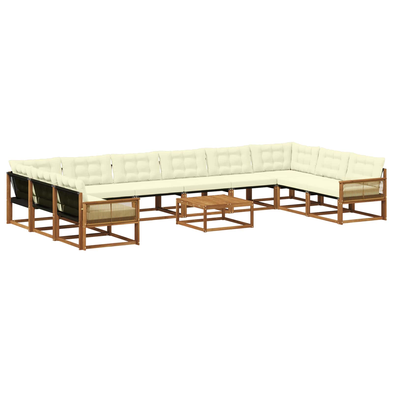 vidaXL Set de canapele de exterior cu pernă 11 pcs Natural și Crem