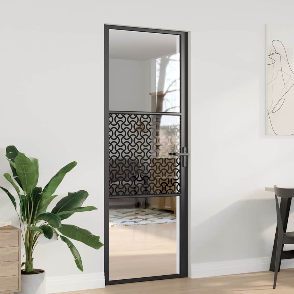 vidaXL Ușă de interior Negru 76 x 201.5 cm Sticlă securizată, Aluminiu