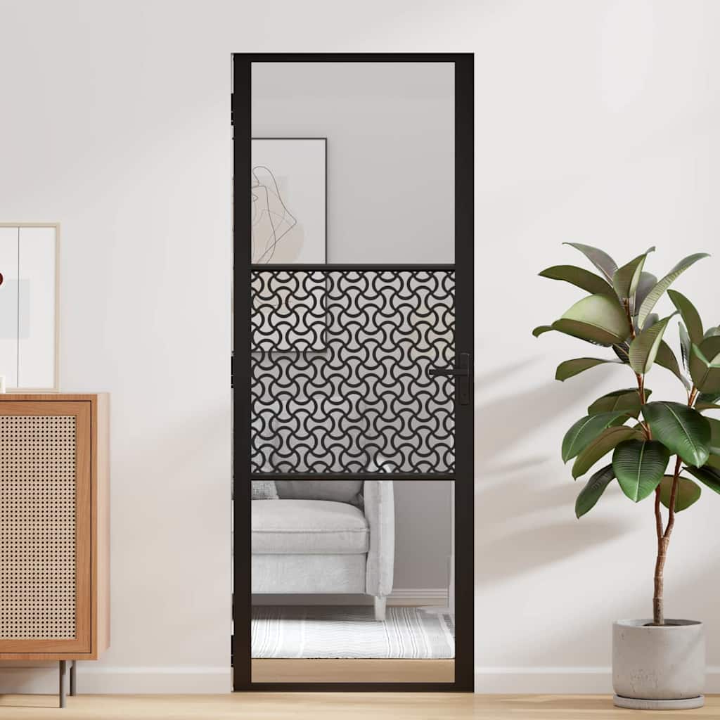 vidaXL Binnen Deur Zwart 76 x 201.5 cm Verstevigd glas, Aluminium