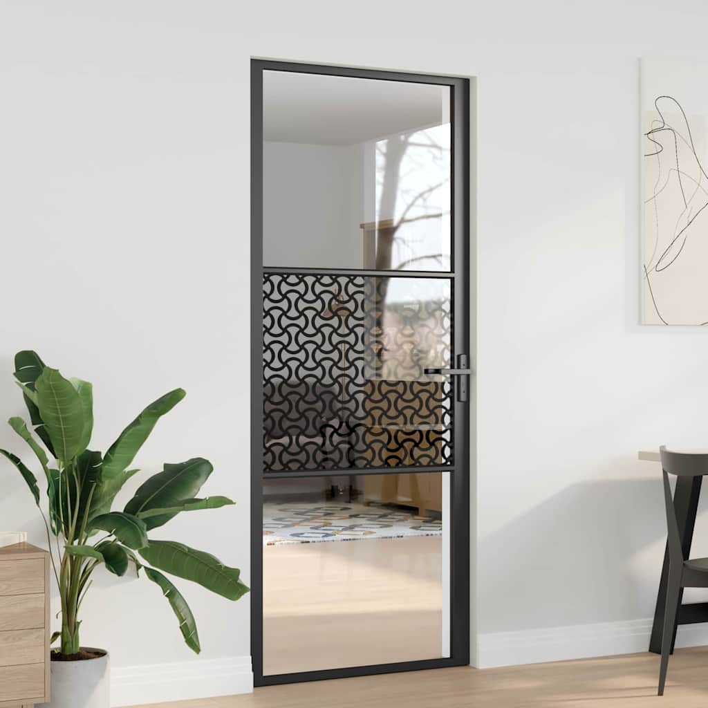 vidaXL Ușă de interior Negru 83 x 201.5 cm Sticlă securizată, Aluminiu